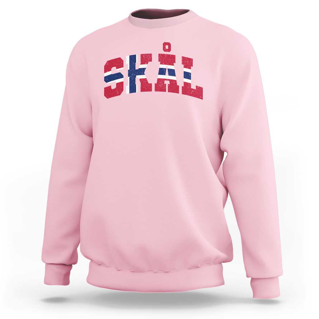 Skal Norway Flag Sweatshirt Vintage Cheers Norwegian Sayings Viking Heritage Scandinavian Graphic