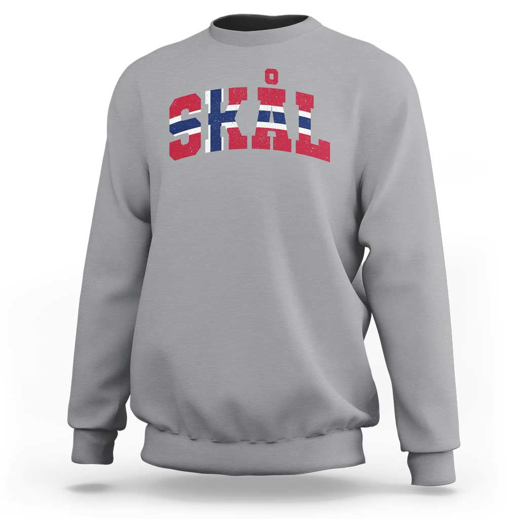 Skal Norway Flag Sweatshirt Vintage Cheers Norwegian Sayings Viking Heritage Scandinavian Graphic