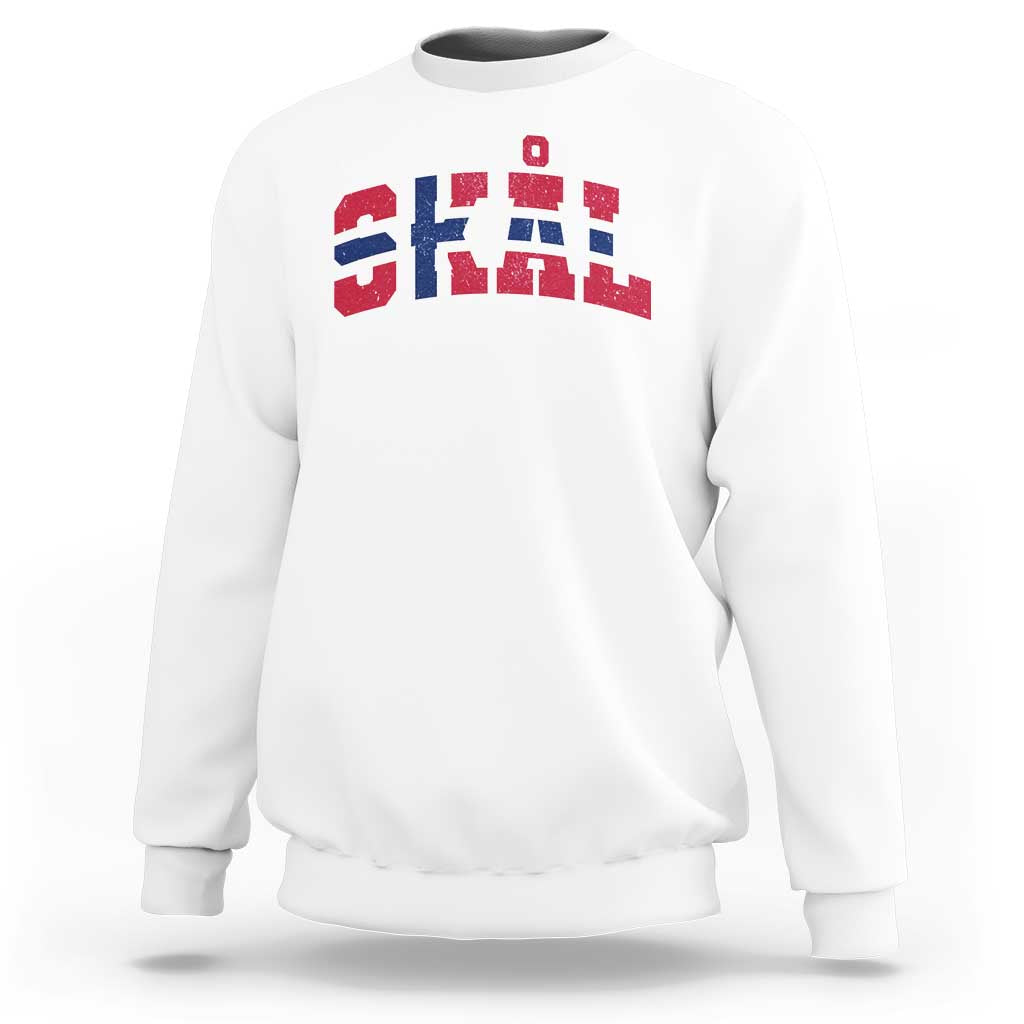 Skal Norway Flag Sweatshirt Vintage Cheers Norwegian Sayings Viking Heritage Scandinavian Graphic