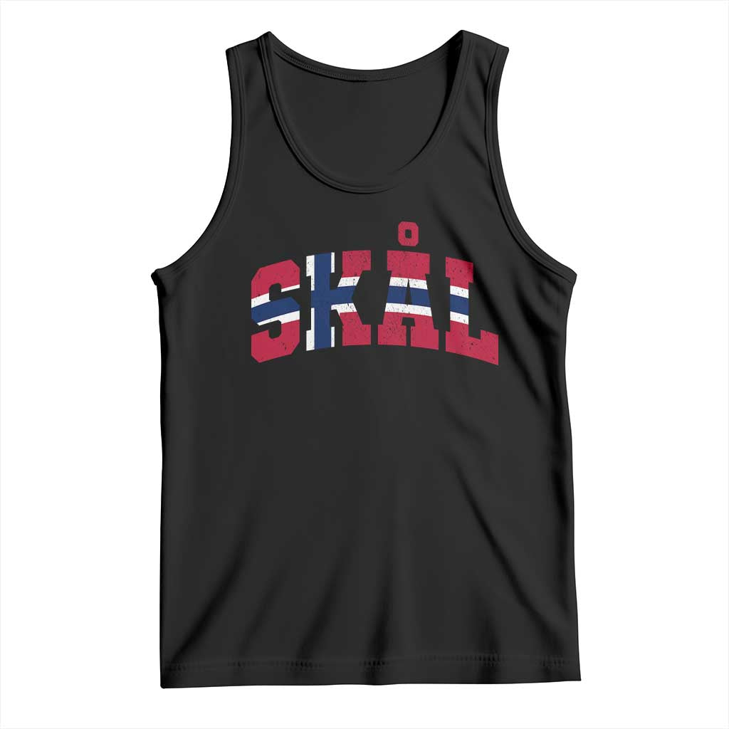 Skal Norway Flag Tank Top Vintage Cheers Norwegian Sayings Viking Heritage Scandinavian Graphic