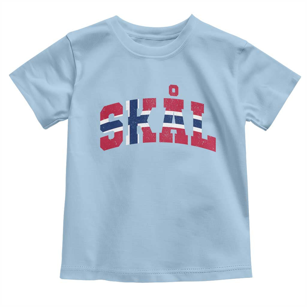 Skal Norway Flag Toddler T Shirt Vintage Cheers Norwegian Sayings Viking Heritage Scandinavian Graphic