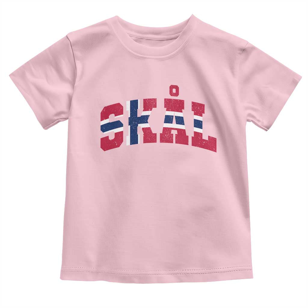 Skal Norway Flag Toddler T Shirt Vintage Cheers Norwegian Sayings Viking Heritage Scandinavian Graphic