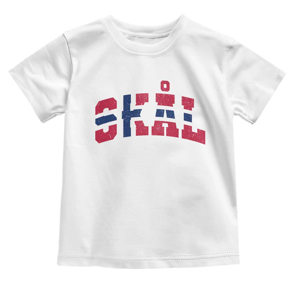 Skal Norway Flag Toddler T Shirt Vintage Cheers Norwegian Sayings Viking Heritage Scandinavian Graphic