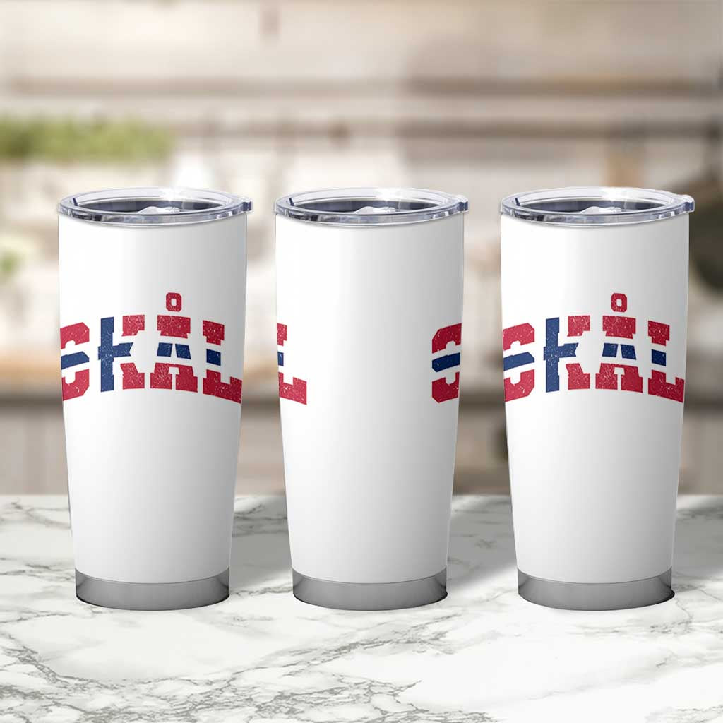 Skal Norway Flag Tumbler Cup Vintage Cheers Norwegian Sayings Viking Heritage Scandinavian Graphic