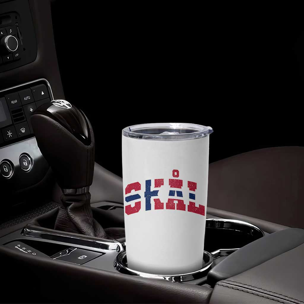Skal Norway Flag Tumbler Cup Vintage Cheers Norwegian Sayings Viking Heritage Scandinavian Graphic