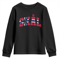 Skal Norway Flag Youth Sweatshirt Vintage Cheers Norwegian Sayings Viking Heritage Scandinavian Graphic
