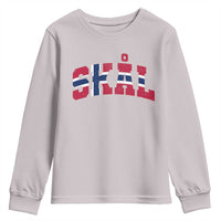 Skal Norway Flag Youth Sweatshirt Vintage Cheers Norwegian Sayings Viking Heritage Scandinavian Graphic