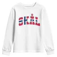 Skal Norway Flag Youth Sweatshirt Vintage Cheers Norwegian Sayings Viking Heritage Scandinavian Graphic