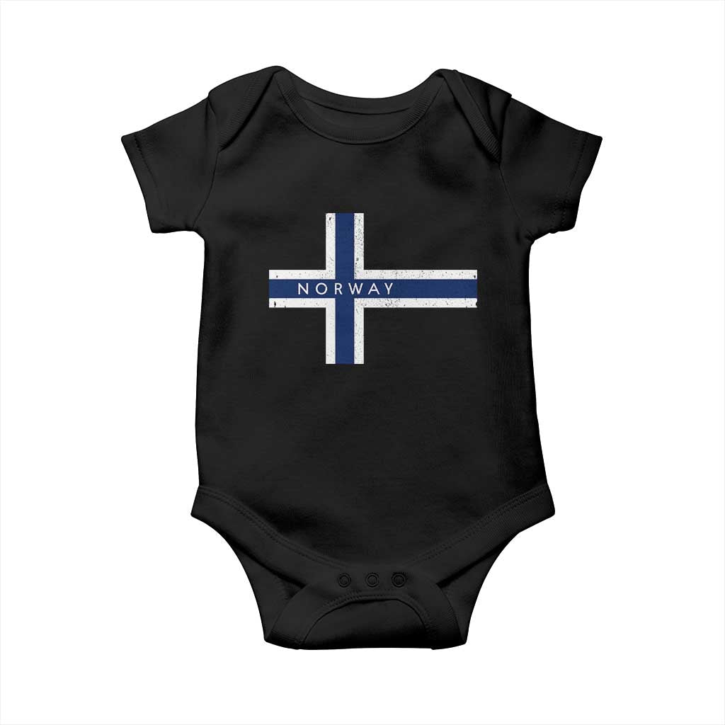 Norway Flag Cross Baby Onesie Vintage Distressed Norwegian Heritage Patriotic Scandinavian Graphic