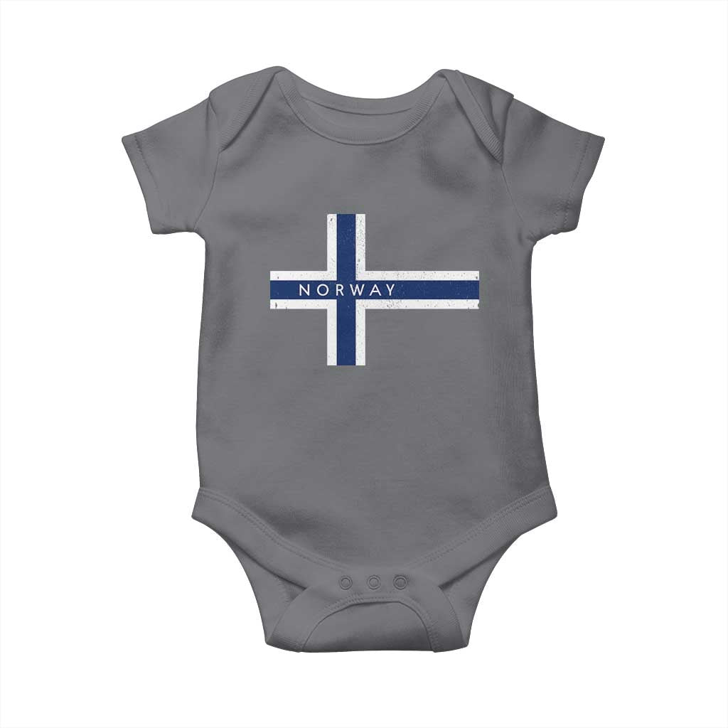 Norway Flag Cross Baby Onesie Vintage Distressed Norwegian Heritage Patriotic Scandinavian Graphic