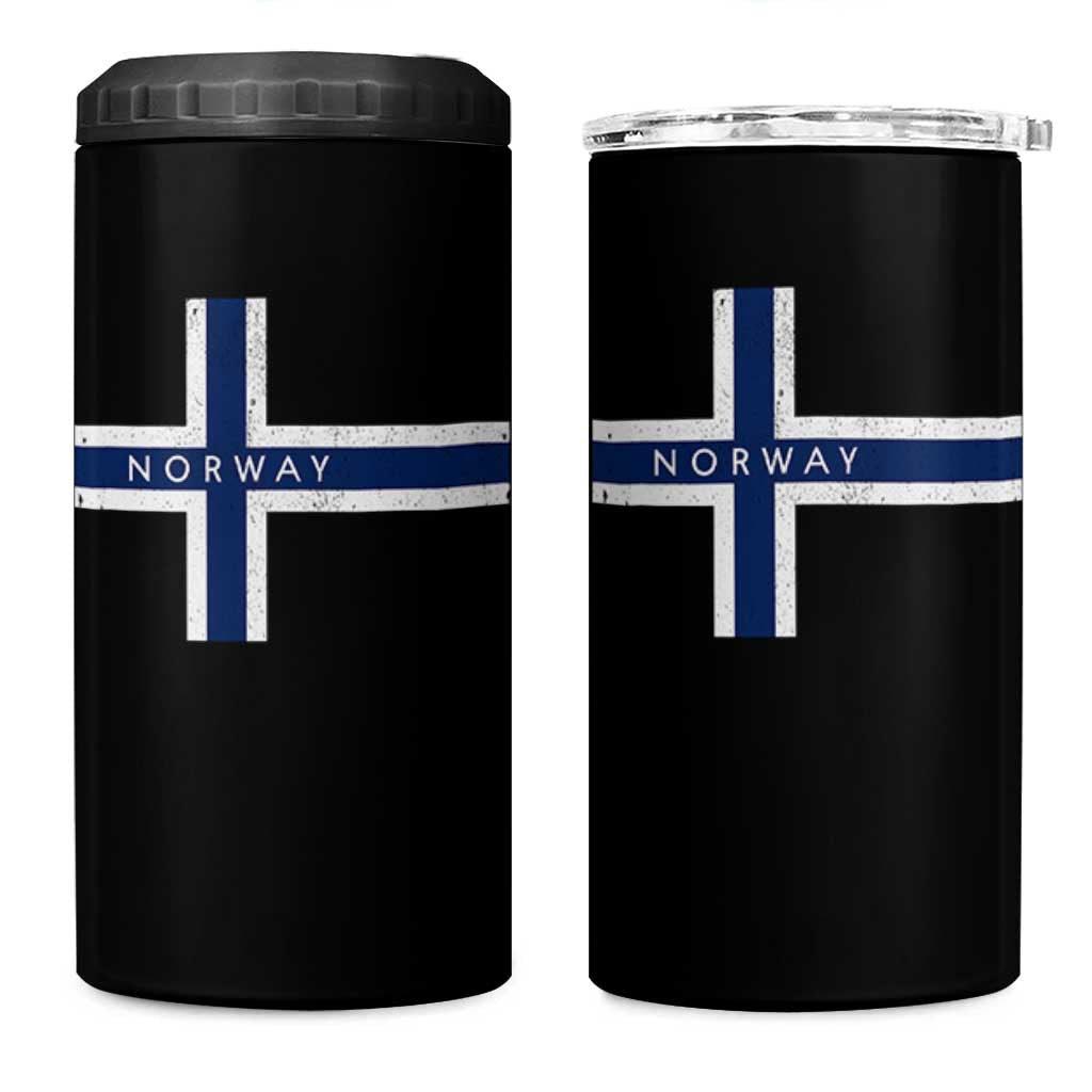 Norway Flag Cross 4 in 1 Can Cooler Tumbler Vintage Distressed Norwegian Heritage Patriotic Scandinavian Graphic
