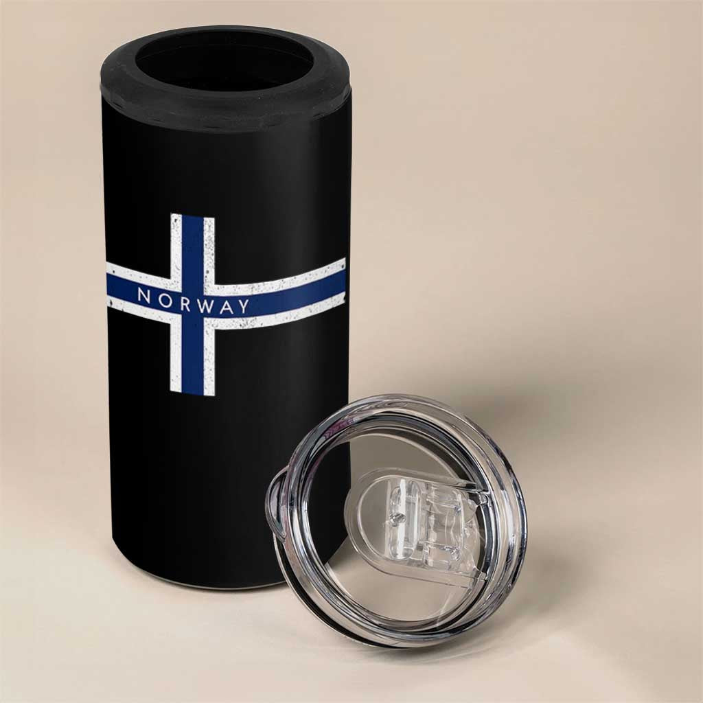 Norway Flag Cross 4 in 1 Can Cooler Tumbler Vintage Distressed Norwegian Heritage Patriotic Scandinavian Graphic