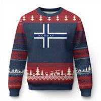 Norway Flag Cross Ugly Christmas Sweater Vintage Distressed Norwegian Heritage Patriotic Scandinavian Graphic