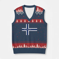 Norway Flag Cross V-Neck Knit Sweater Vest Vintage Distressed Norwegian Heritage Patriotic Scandinavian Graphic