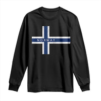 Norway Flag Cross Long Sleeve Shirt Vintage Distressed Norwegian Heritage Patriotic Scandinavian Graphic