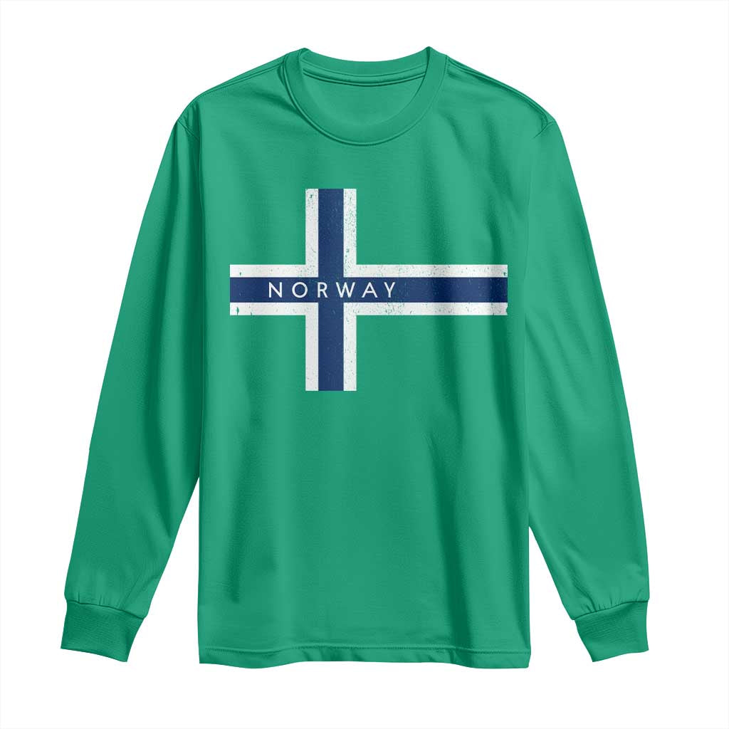 Norway Flag Cross Long Sleeve Shirt Vintage Distressed Norwegian Heritage Patriotic Scandinavian Graphic