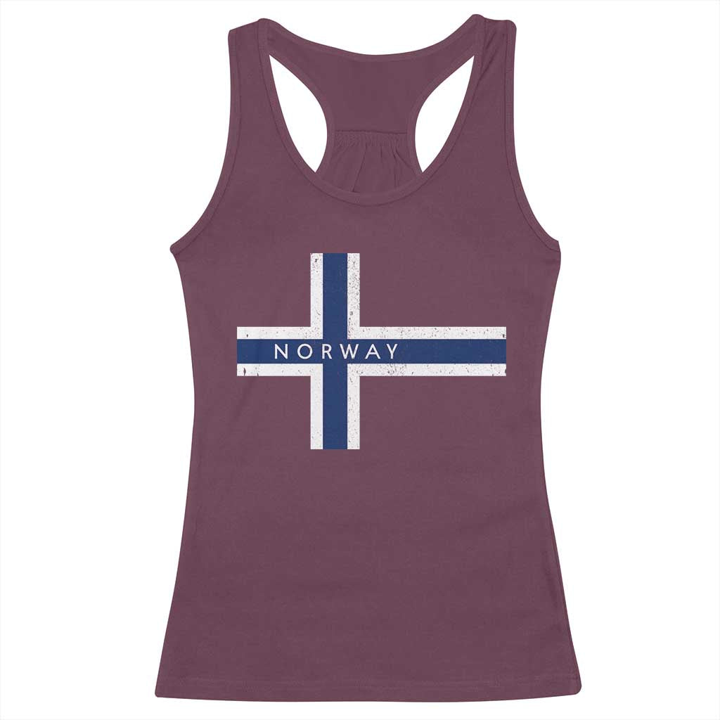 Norway Flag Cross Racerback Tank Top Vintage Distressed Norwegian Heritage Patriotic Scandinavian Graphic