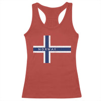 Norway Flag Cross Racerback Tank Top Vintage Distressed Norwegian Heritage Patriotic Scandinavian Graphic