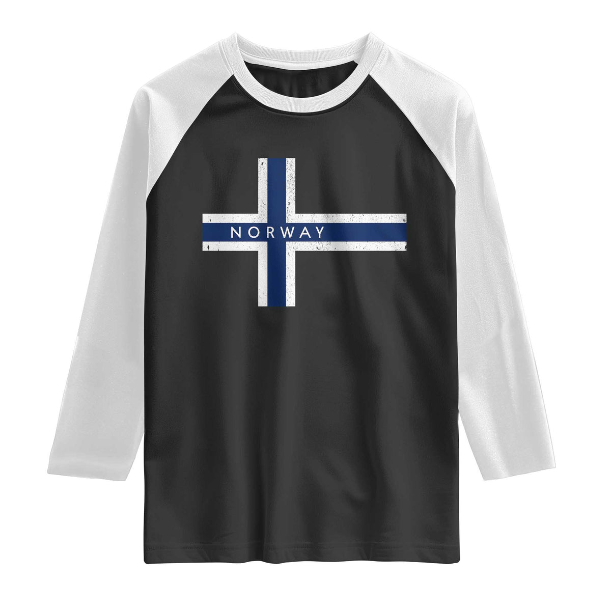Norway Flag Cross Raglan Shirt Vintage Distressed Norwegian Heritage Patriotic Scandinavian Graphic