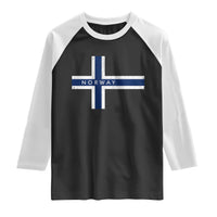 Norway Flag Cross Raglan Shirt Vintage Distressed Norwegian Heritage Patriotic Scandinavian Graphic