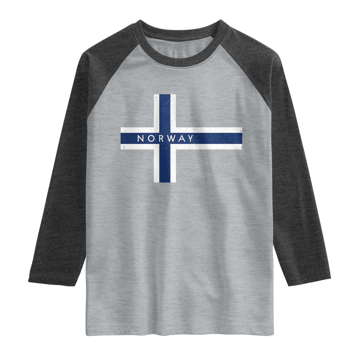 Norway Flag Cross Raglan Shirt Vintage Distressed Norwegian Heritage Patriotic Scandinavian Graphic