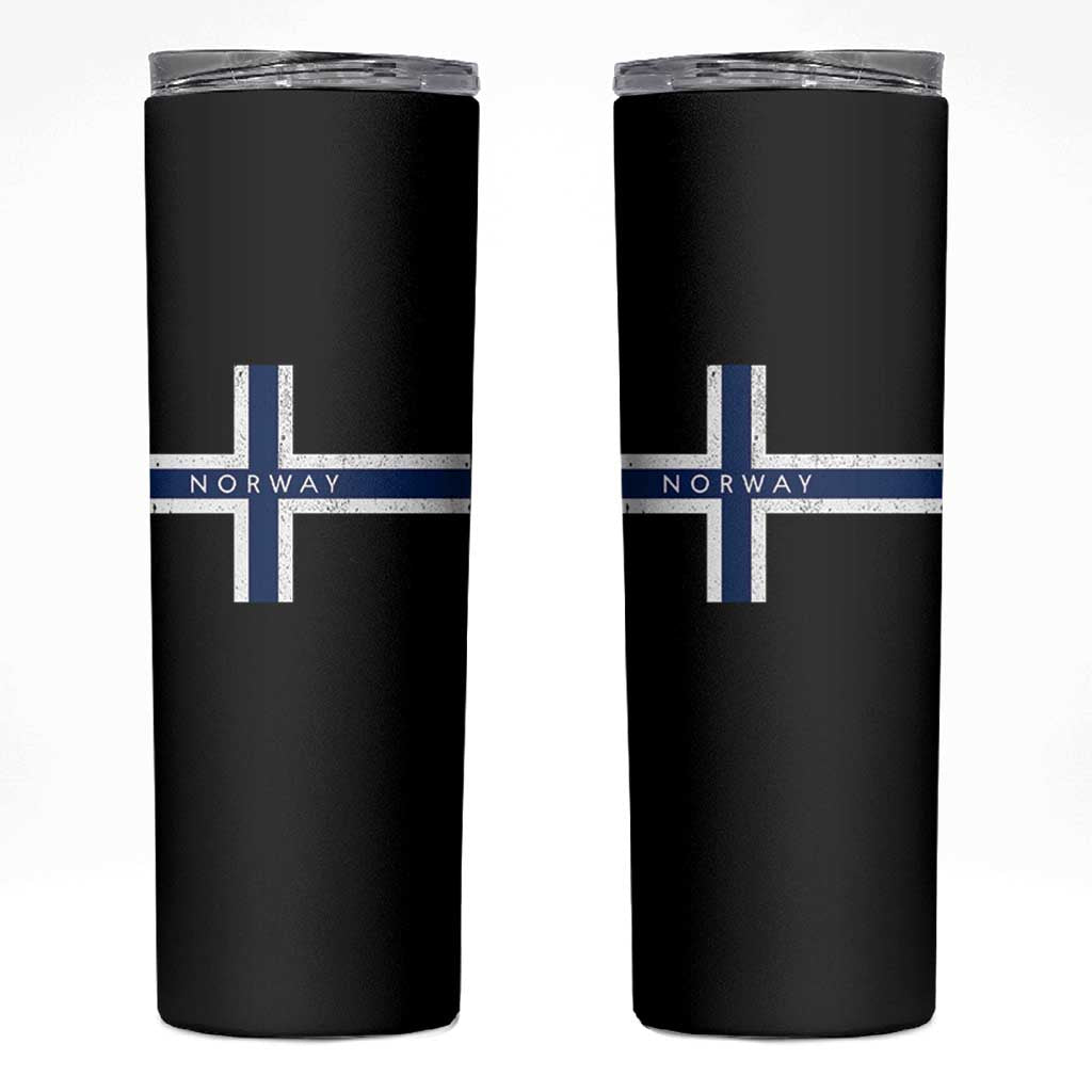 Norway Flag Cross Skinny Tumbler Vintage Distressed Norwegian Heritage Patriotic Scandinavian Graphic