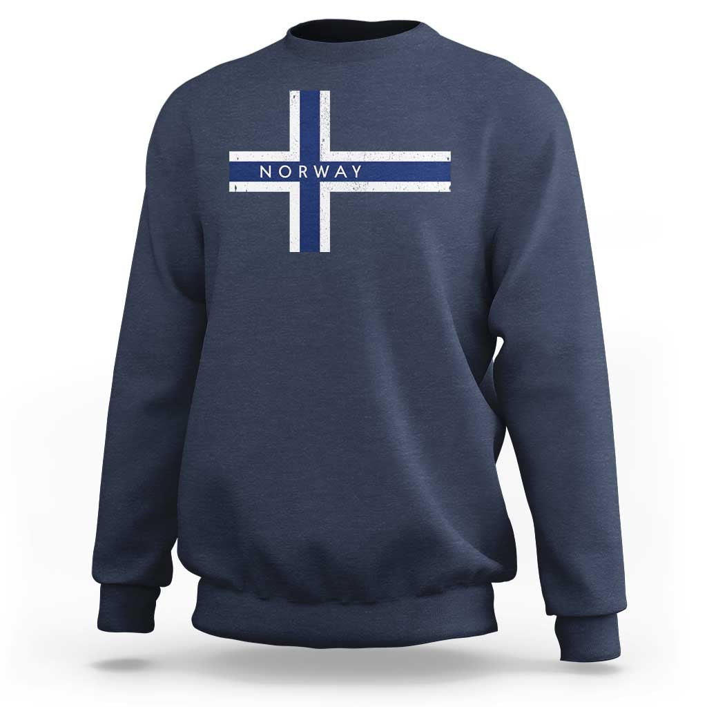 Norway Flag Cross Sweatshirt Vintage Distressed Norwegian Heritage Patriotic Scandinavian Graphic