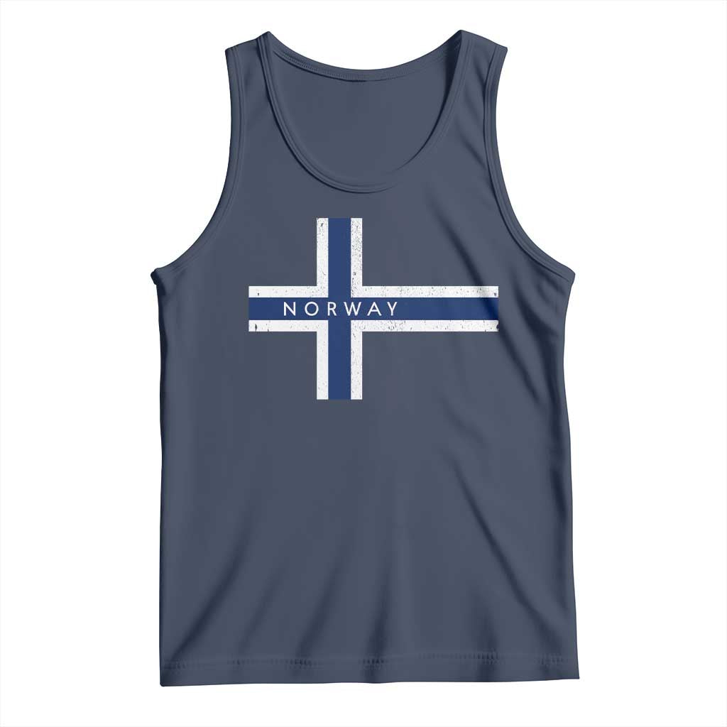 Norway Flag Cross Tank Top Vintage Distressed Norwegian Heritage Patriotic Scandinavian Graphic