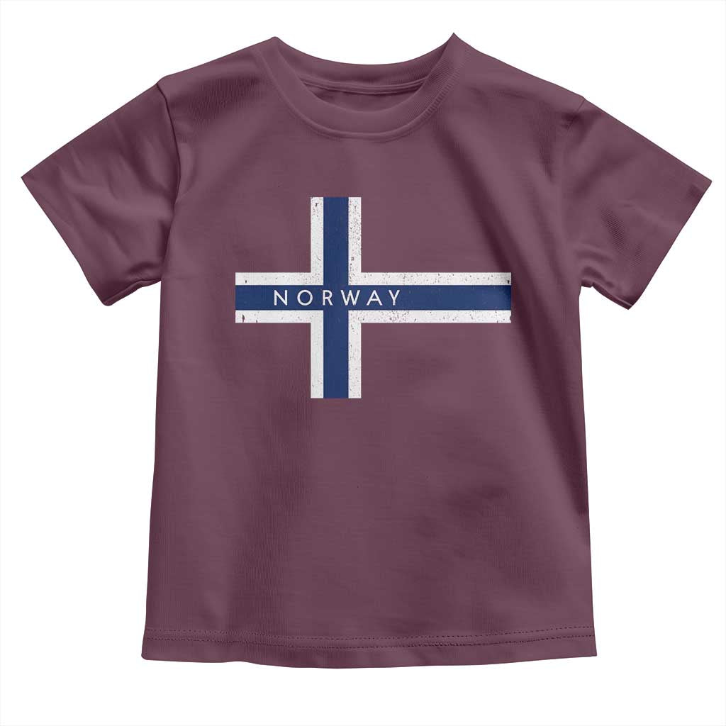 Norway Flag Cross Toddler T Shirt Vintage Distressed Norwegian Heritage Patriotic Scandinavian Graphic