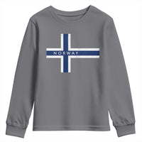 Norway Flag Cross Youth Sweatshirt Vintage Distressed Norwegian Heritage Patriotic Scandinavian Graphic