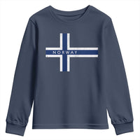 Norway Flag Cross Youth Sweatshirt Vintage Distressed Norwegian Heritage Patriotic Scandinavian Graphic