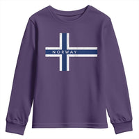 Norway Flag Cross Youth Sweatshirt Vintage Distressed Norwegian Heritage Patriotic Scandinavian Graphic