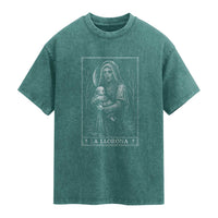La Llorona Washed Cotton T-Shirt Tarot Card Horror Death Occult Mexican Folklore Halloween