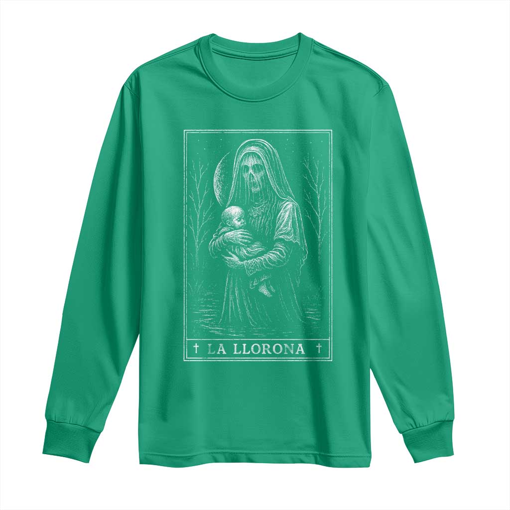 La Llorona Long Sleeve Shirt Tarot Card Horror Death Occult Mexican Folklore Halloween - Wonder Print Shop