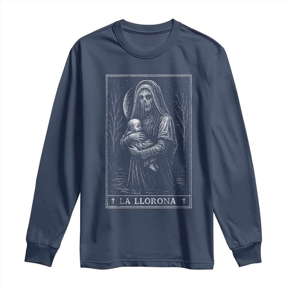 La Llorona Long Sleeve Shirt Tarot Card Horror Death Occult Mexican Folklore Halloween - Wonder Print Shop