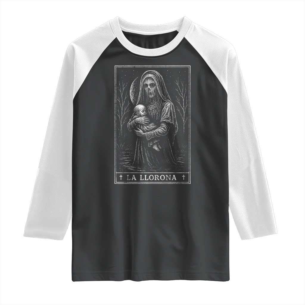 La Llorona Raglan Shirt Tarot Card Horror Death Occult Mexican Folklore Halloween - Wonder Print Shop
