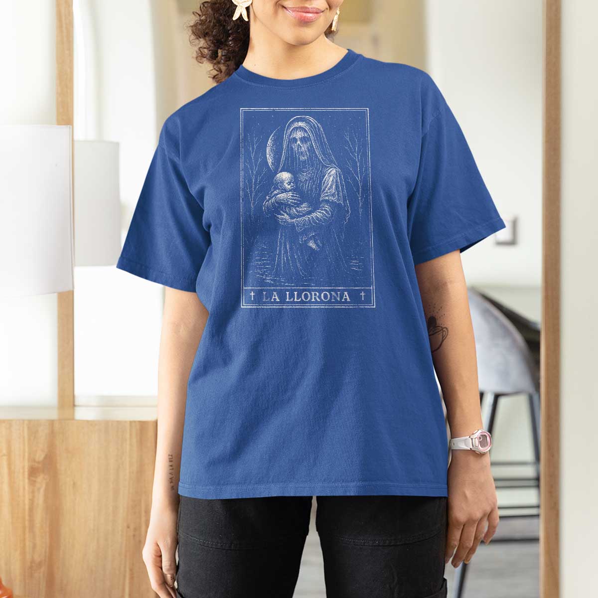 La Llorona T Shirt For Women Tarot Card Horror Death Occult Mexican Folklore Halloween - Wonder Print Shop
