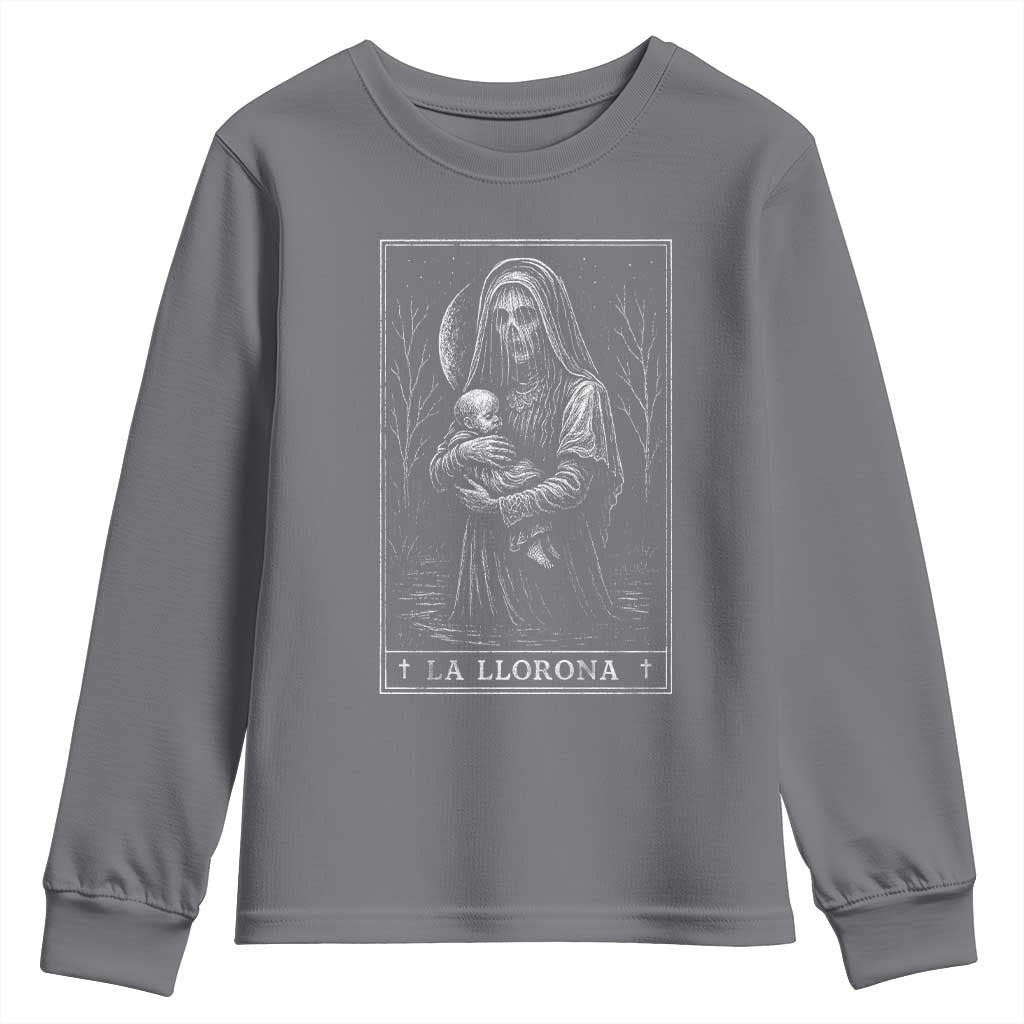 La Llorona Youth Sweatshirt Tarot Card Horror Death Occult Mexican Folklore Halloween - Wonder Print Shop