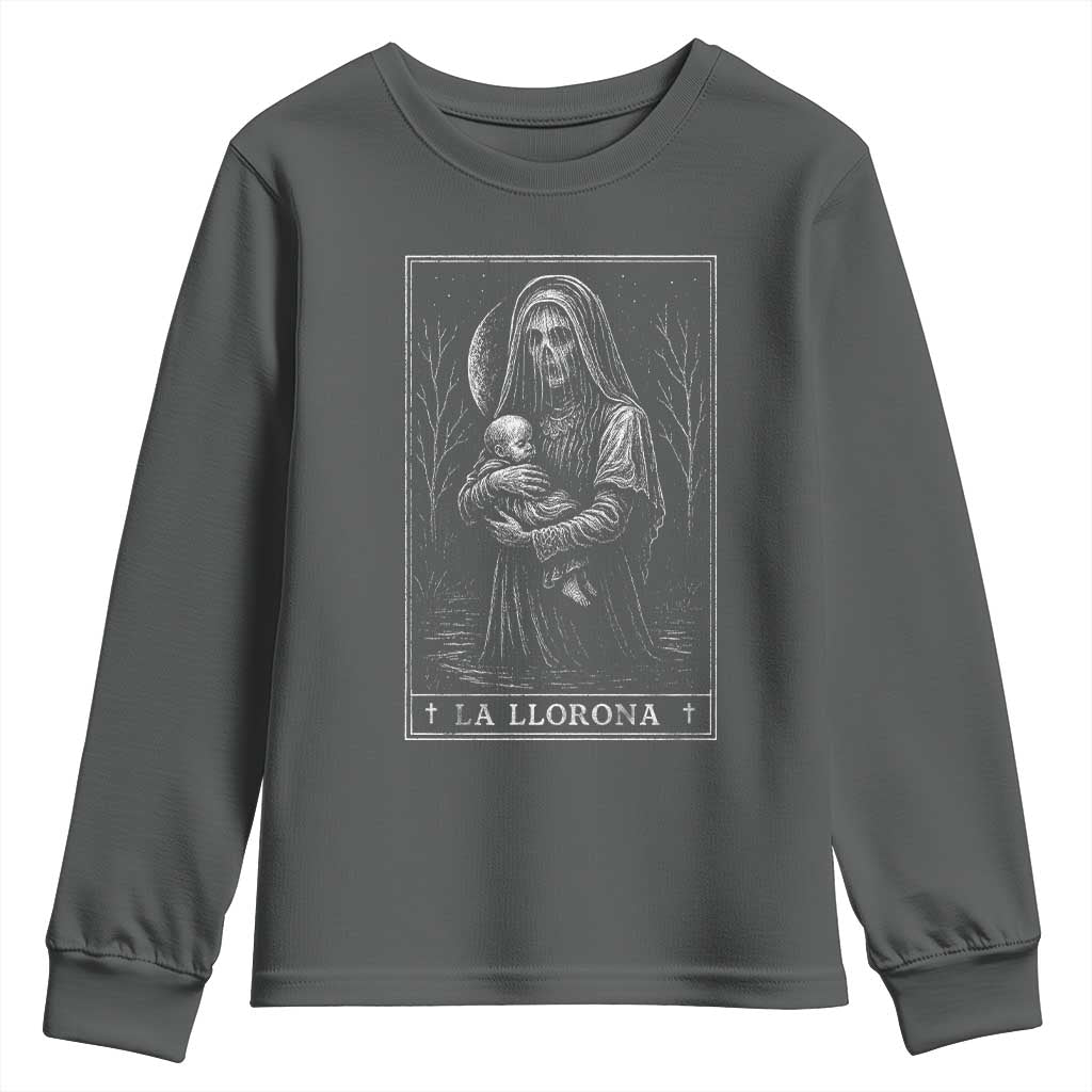 La Llorona Youth Sweatshirt Tarot Card Horror Death Occult Mexican Folklore Halloween - Wonder Print Shop