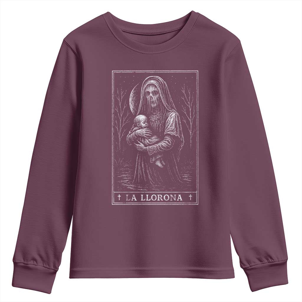 La Llorona Youth Sweatshirt Tarot Card Horror Death Occult Mexican Folklore Halloween - Wonder Print Shop