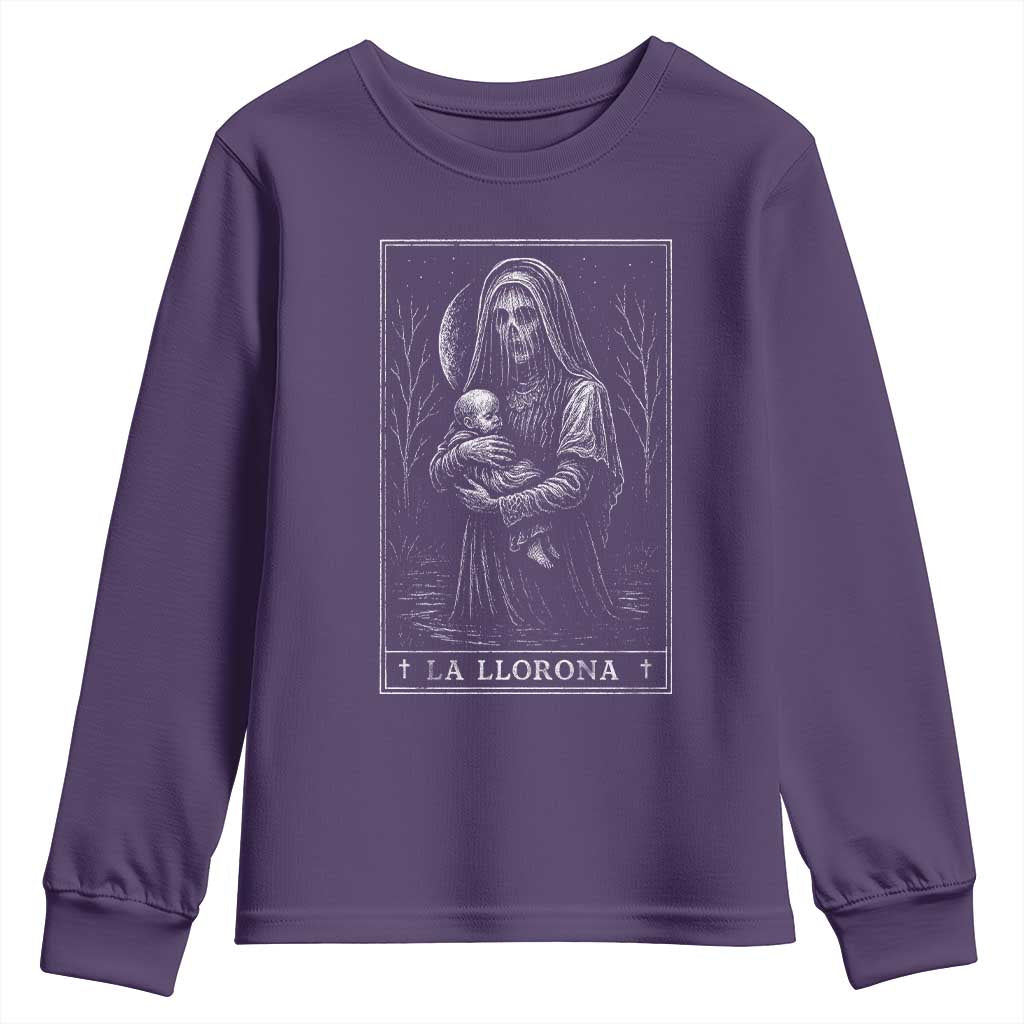 La Llorona Youth Sweatshirt Tarot Card Horror Death Occult Mexican Folklore Halloween - Wonder Print Shop