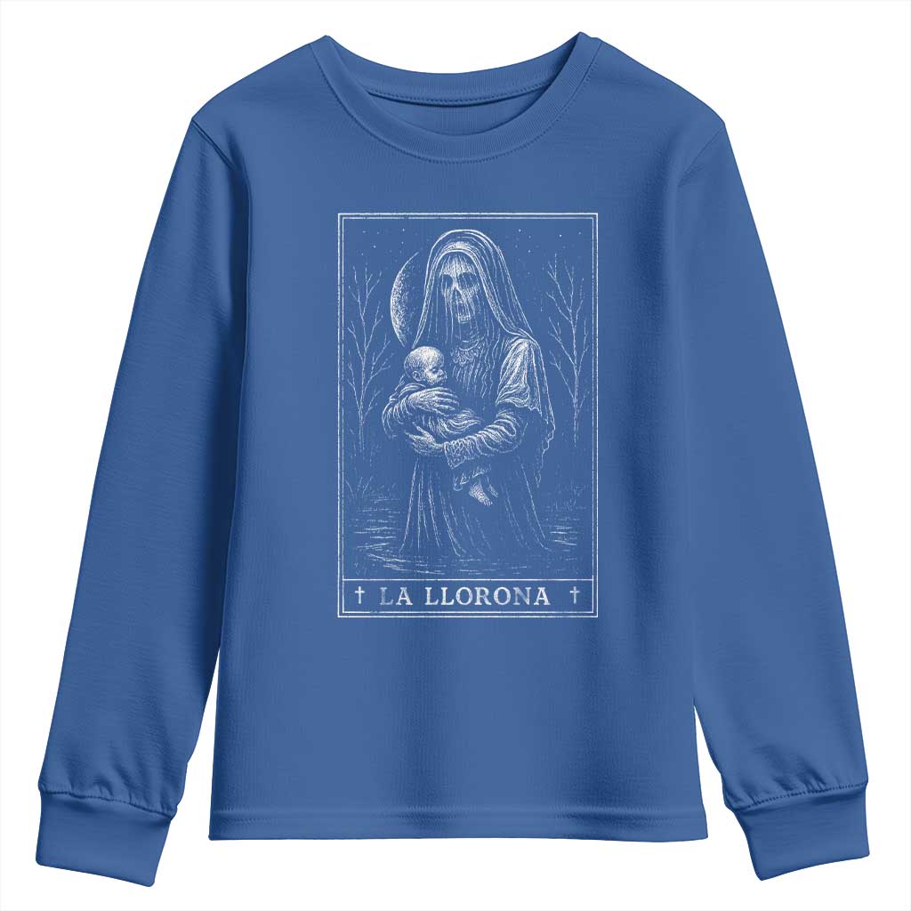 La Llorona Youth Sweatshirt Tarot Card Horror Death Occult Mexican Folklore Halloween - Wonder Print Shop