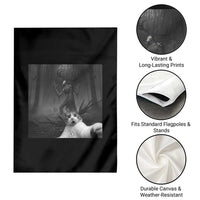 Cat Selfie With Wendigo Garden Flag Horror Halloween Funny Cat Gifts