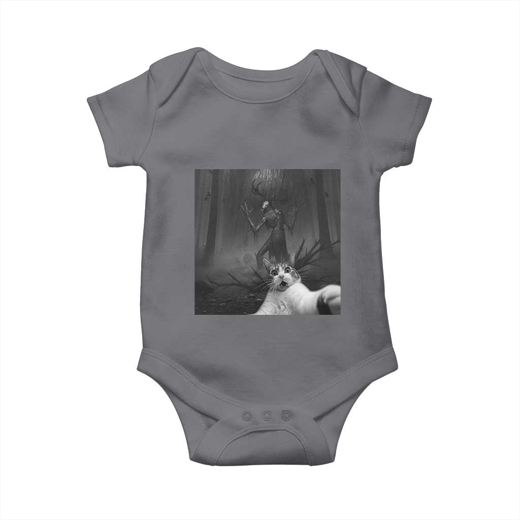 Cat Selfie With Wendigo Baby Onesie Horror Halloween Funny Cat Gifts