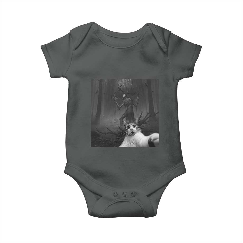 Cat Selfie With Wendigo Baby Onesie Horror Halloween Funny Cat Gifts
