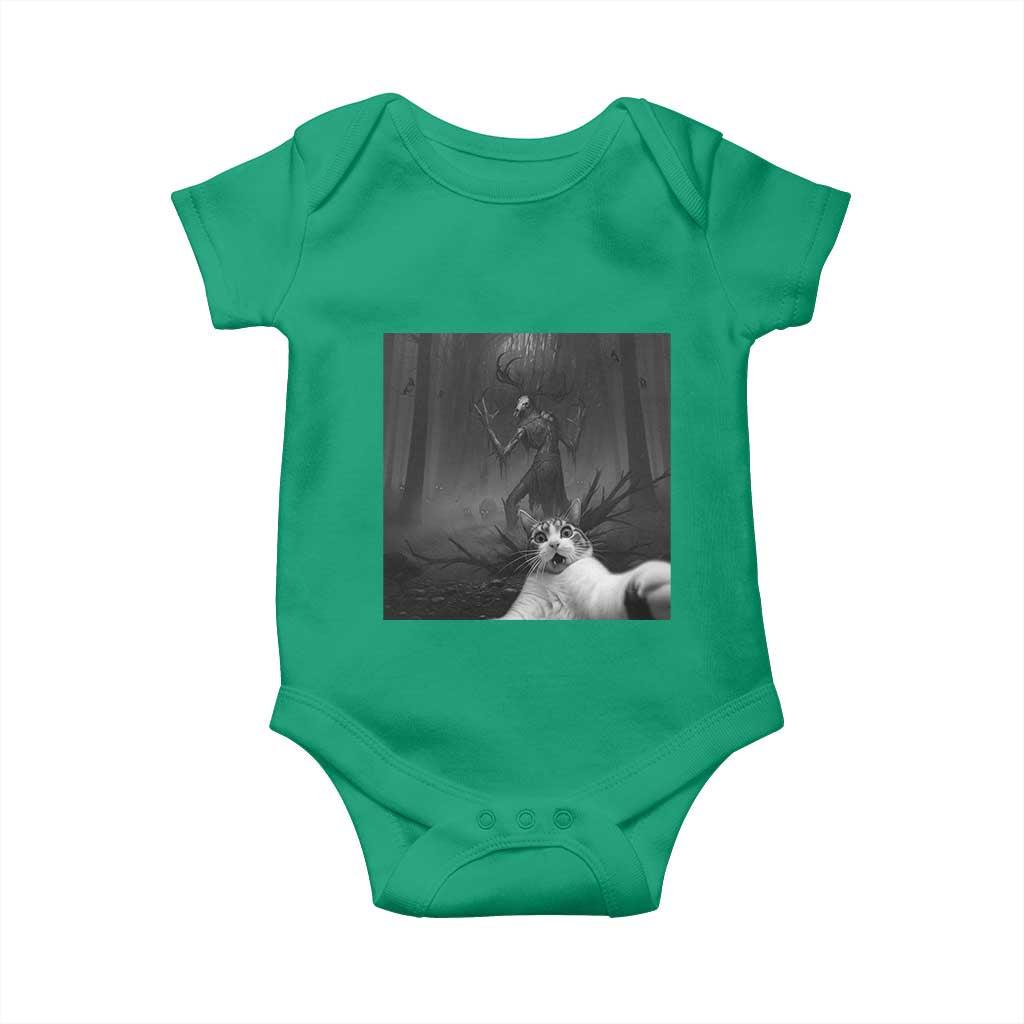 Cat Selfie With Wendigo Baby Onesie Horror Halloween Funny Cat Gifts