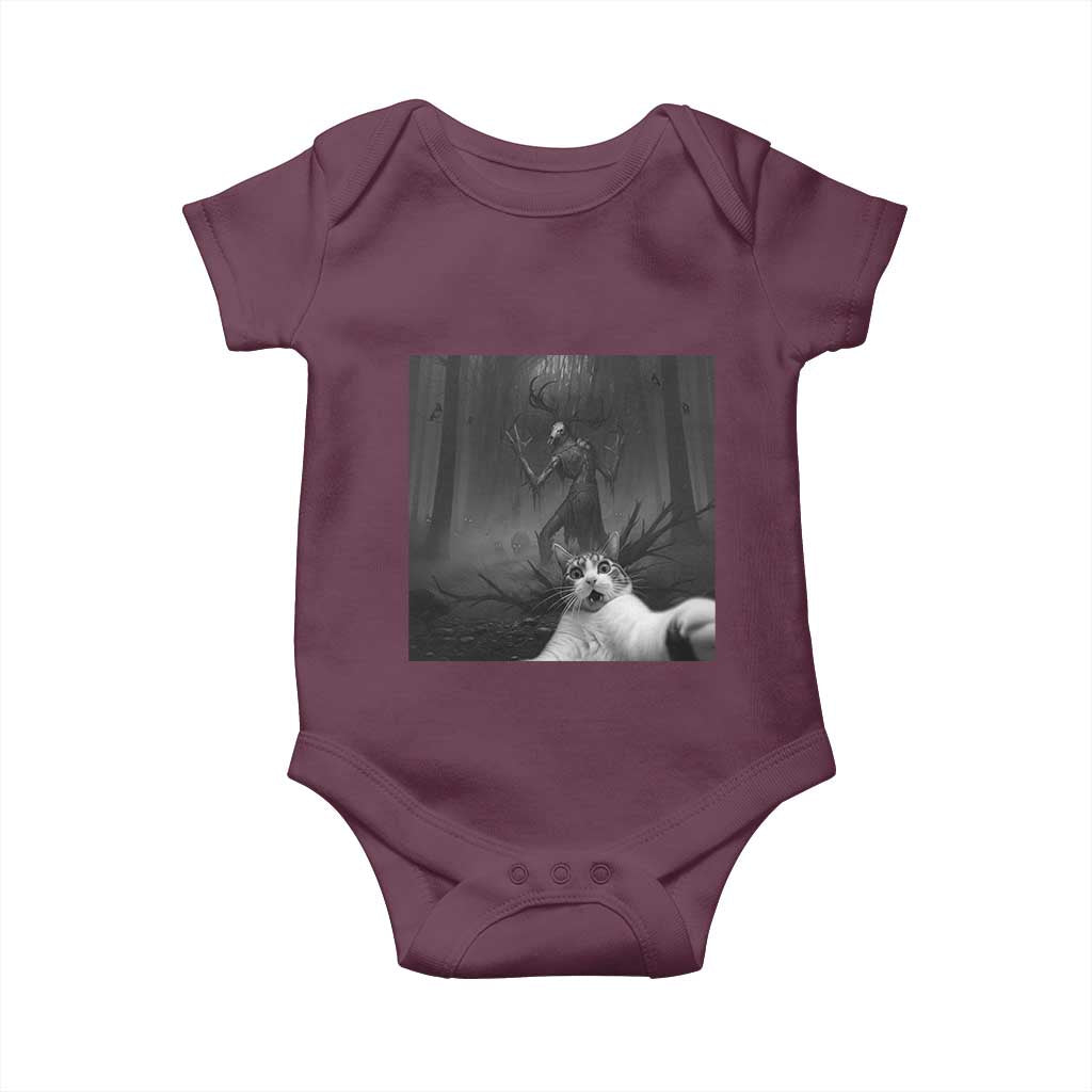Cat Selfie With Wendigo Baby Onesie Horror Halloween Funny Cat Gifts