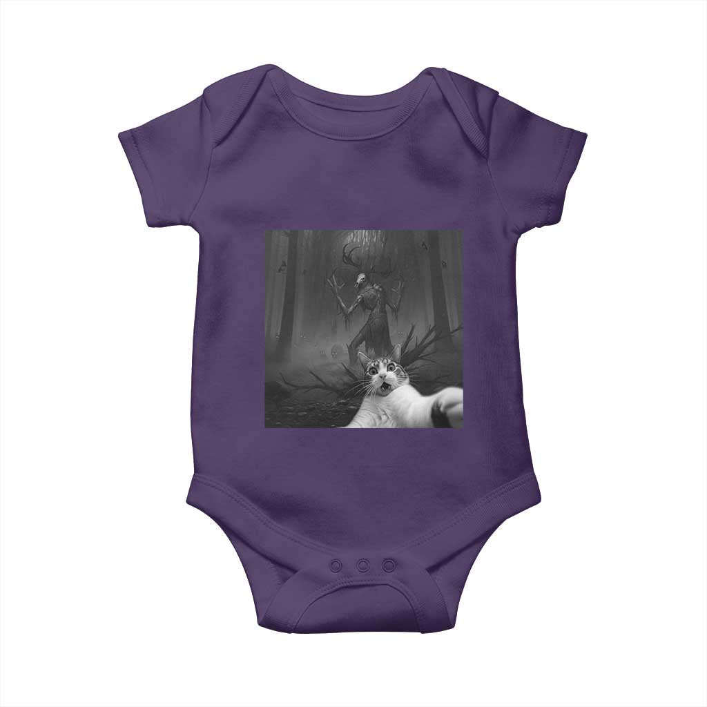 Cat Selfie With Wendigo Baby Onesie Horror Halloween Funny Cat Gifts