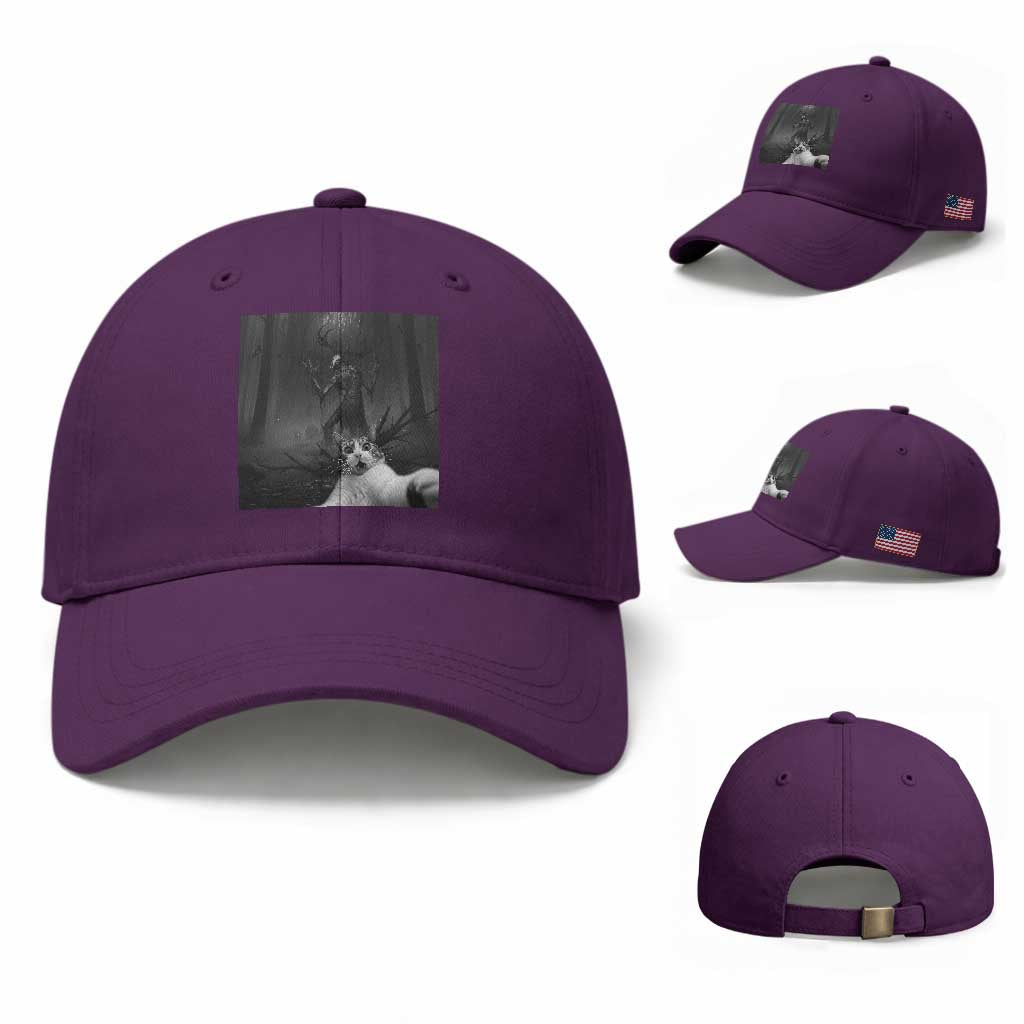 Cat Selfie With Wendigo Baseball Cap Horror Halloween Funny Cat Gifts