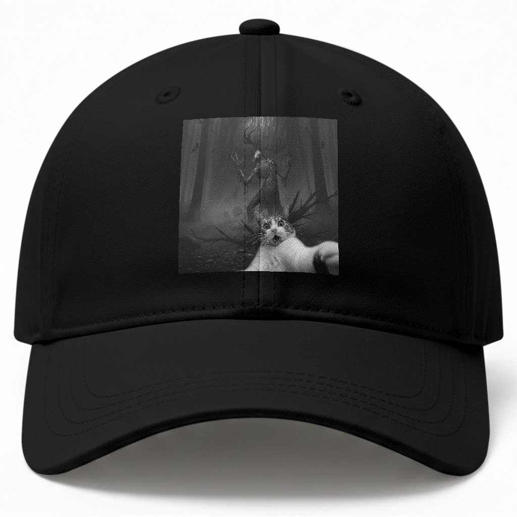 Cat Selfie With Wendigo Baseball Cap Horror Halloween Funny Cat Gifts